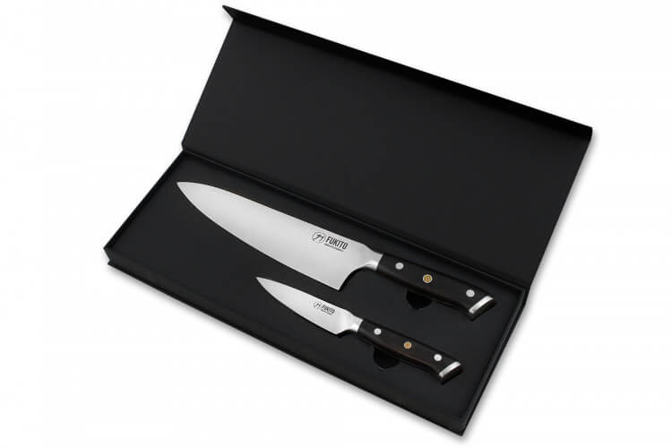 Coffret 2 couteaux Fukito Ebène X50 Chef + Office