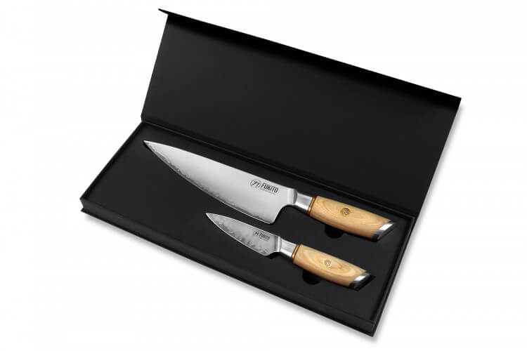 Coffret 2 couteaux Fukito Pakka San Mai Chef + Office