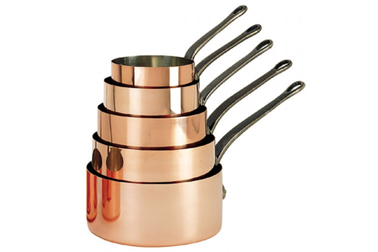 Set de 5 casseroles en cuivre De Buyer Inocuivre poign&eacute;e en fonte d'acier