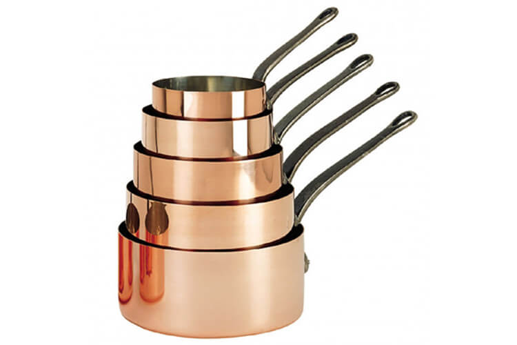 Set de 5 casseroles en cuivre De Buyer Inocuivre poignée en fonte d'acier