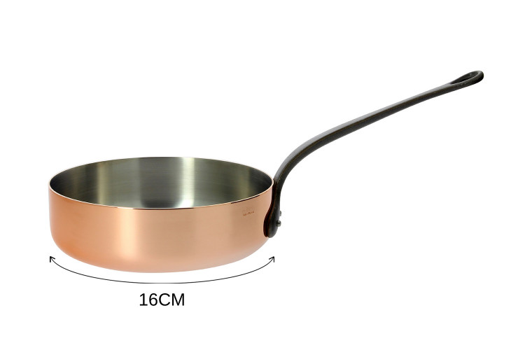 Sauteuse droite en cuivre De Buyer Inocuivre poign&eacute;e en fonte d'acier