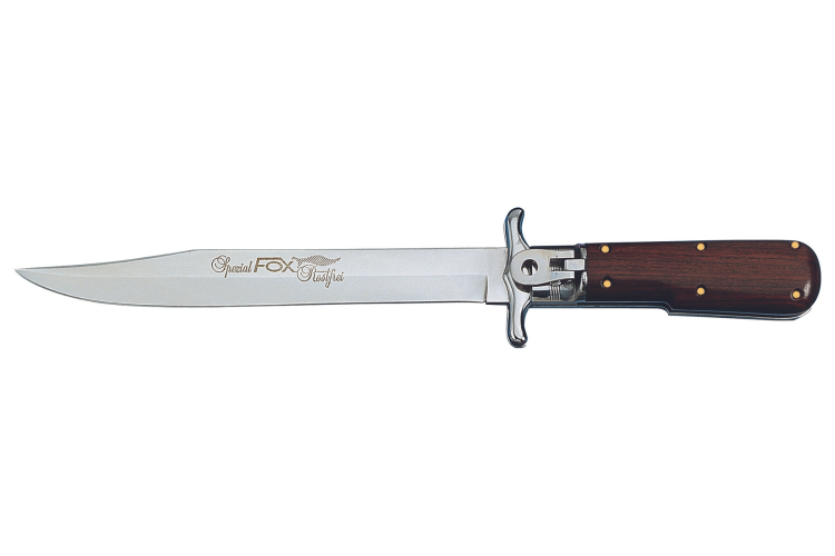 Couteau pliant Fox Special Hunter 1647 manche bois 11cm + &eacute;tui en cuir