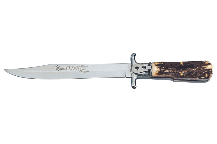 Couteau pliant Fox Special Hunter 648 manche cerf v&eacute;ritable 11cm + &eacute;tui en cuir