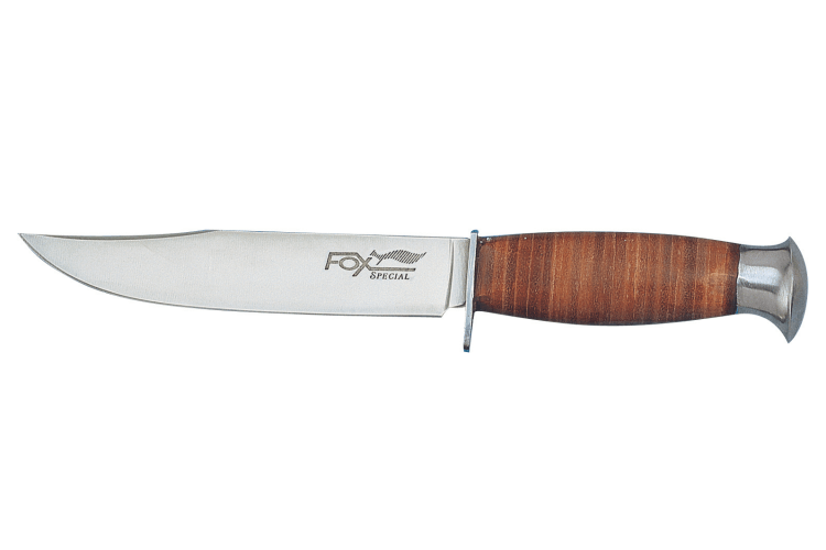 Couteau Fox Scout 610.13 lame 13cm manche en cuir avec pommeau