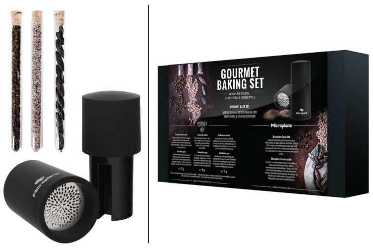 Coffret cadeau Microplane Gourmet P&acirc;tisserie : moulin + 3 &eacute;pices