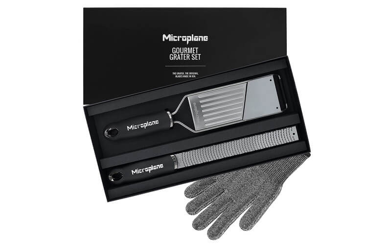 Coffret cadeau Microplane Gourmet 2 râpes + 1 gant de protection