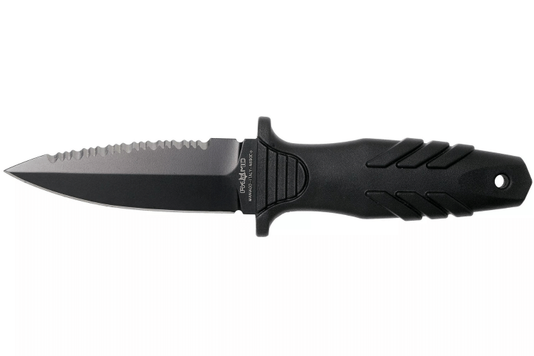 Couteau de botte Fox Tekno Military 2 647.11 lame dentée 10cm manche polypropylène/caoutchouc + étui