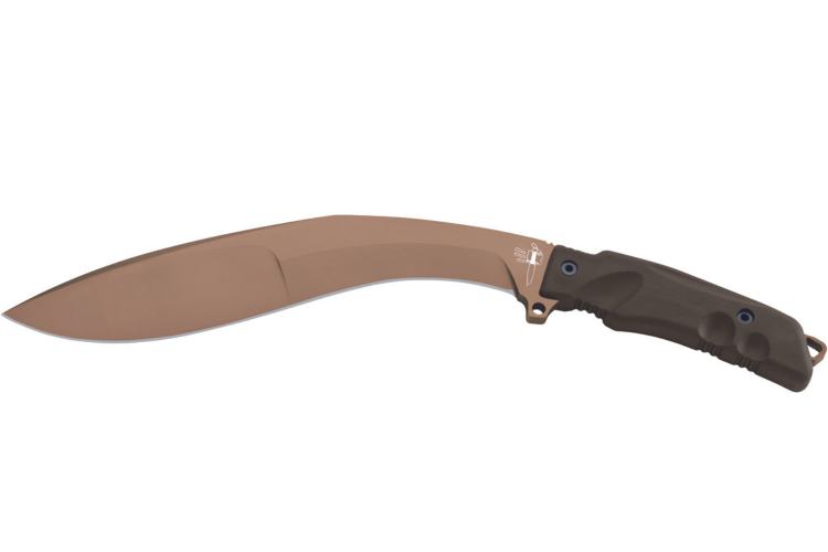 Machette Kukri Fox Military Extreme Tactical Bronze FX.9CM04BT 37cm manche Forprene vert + &eacute;tui