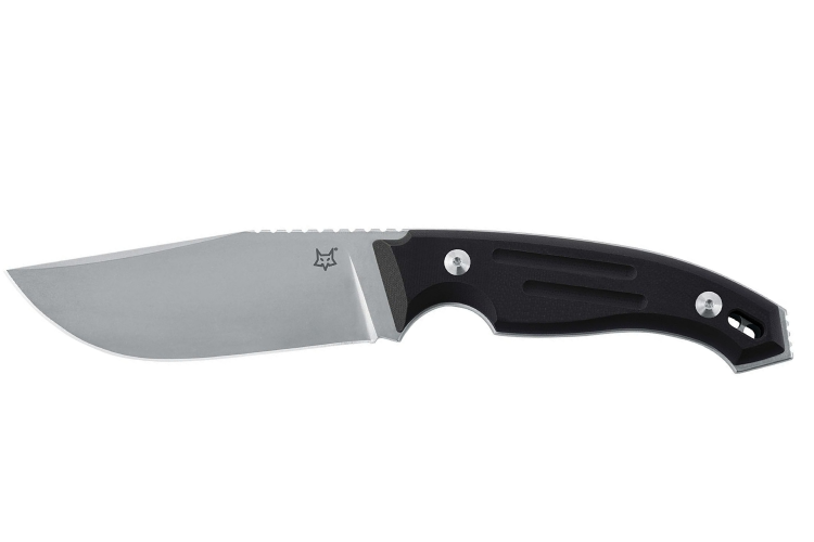 Couteau Fox Octopus Vulgaris FX.510 lame 11,5cm manche G10 noir + &eacute;tui en cuir