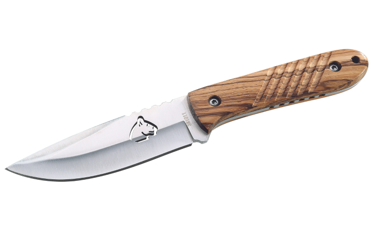 Couteau PUMA-TEC 381011 lame inox 10cm manche en zebrano avec son &eacute;tui