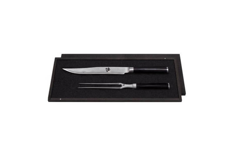 Coffret découpe Shun Classic avec couteau à trancher  20cm et fourchette 16.5cm