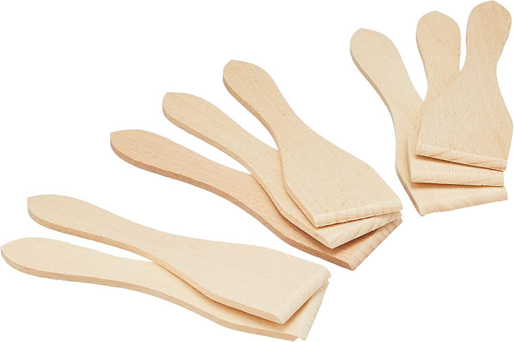 Lot de 8 spatules &agrave; raclette 13cm en bois de h&ecirc;tre