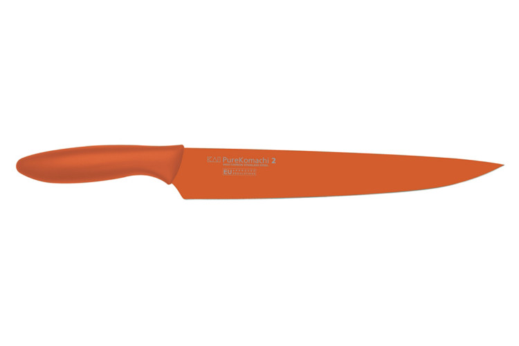Couteau &agrave; trancher KAI Purekomachi 2 lame 23cm coloris orange