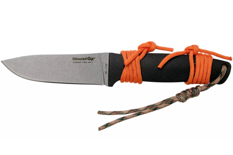 Couteau Black FOX Vesuvius BF.710 lame 10,5cm manche en G10 avec &eacute;tui + 2 cordelettes et allume feu