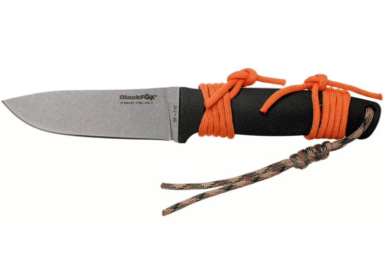 Couteau Black FOX Vesuvius BF.710 lame 10,5cm manche en G10 avec étui + 2 cordelettes et allume feu
