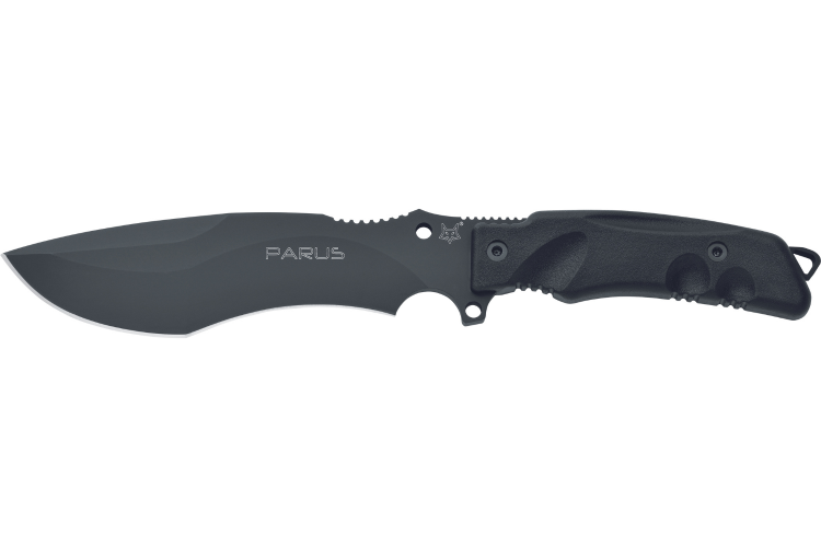 Couteau Fox Military Parus FX.9CM06 lame 17,5cm manche Forprene noir + &eacute;tui en nylon + kit de survie