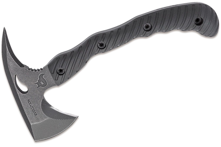 Tomahawk Black FOX Evolution BF.735 manche en plaquette G10 noir 27cm avec &eacute;tui cuir