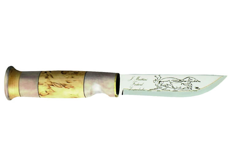 Couteau Marttiini Lapp Knife 2230010 lame 11cm manche bouleau madré/bois de renne + étui