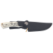 Couteau Herbertz 596210 lame 10,3cm manche ivoirine motif canard scrimshaw + étui en cuir