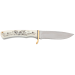 Couteau Herbertz 596210 lame 10,3cm manche ivoirine motif canard scrimshaw + étui en cuir