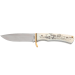 Couteau Herbertz 596210 lame 10,3cm manche ivoirine motif canard scrimshaw + étui en cuir