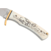 Couteau Herbertz 596210 lame 10,3cm manche ivoirine motif canard scrimshaw + étui en cuir