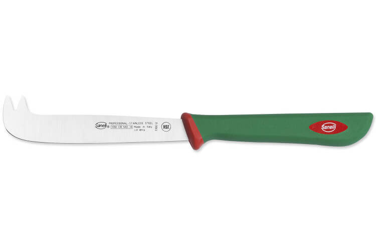 Couteau à fromage professionnel Sanelli Premana lame rigide 12cm à 2 dents