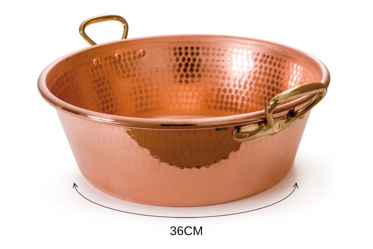 Bassine &agrave; confiture Mauviel M'Passion en cuivre martel&eacute; et montures en bronze