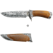 Couteau Herbertz 104914 lame design damas 13,5cm manche façon bois gravé inox + étui
