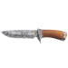 Couteau Herbertz 104914 lame design damas 13,5cm manche façon bois gravé inox + étui