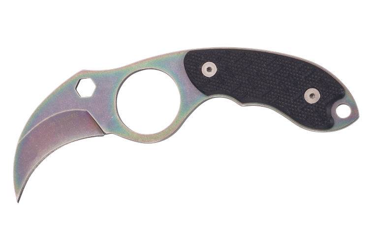 Couteau de cou karambit Herbertz 572904 lame 4cm manche G10 noir + &eacute;tui