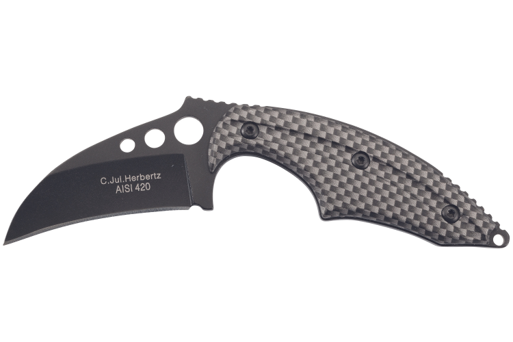 Couteau de cou karambit Herbertz 575706 lame 6cm manche aluminium + &eacute;tui