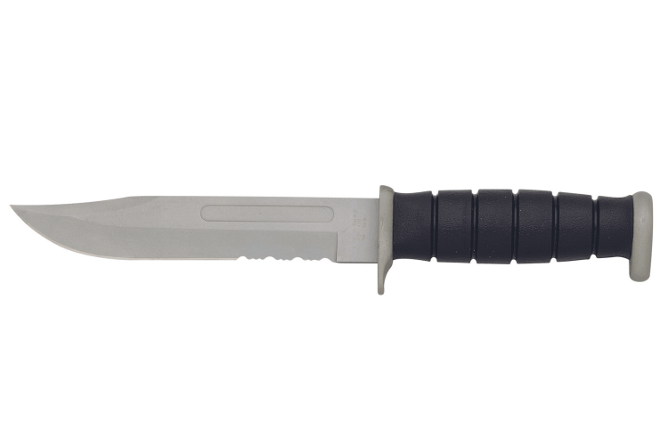 Couteau bowie Herbertz 117618 lame semi-dentée 17,5cm manche polymère noir + étui