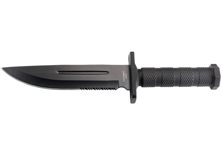Couteau Herbertz 109118 lame semi-dentée 18,2cm manche polymère noir + étui