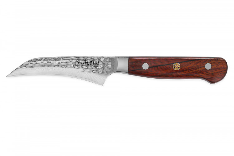 Couteau bec d'oiseau Fukito Rosewood Damas 67 couches 8cm manche bois de rose