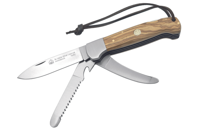Couteau pliant multifonction Puma IP La Caza Olive I 320511 manche olivier 11cm