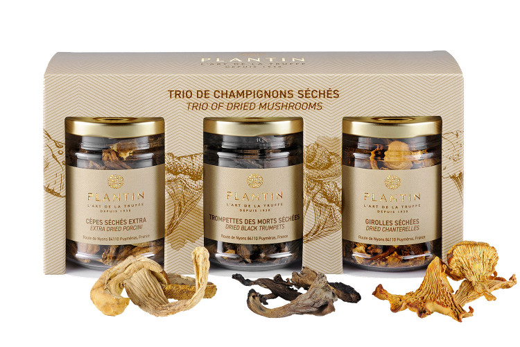 Trio de champignons s&eacute;ch&eacute;s Plantin c&egrave;pes/girolles/trompettes - Tubos 25 g