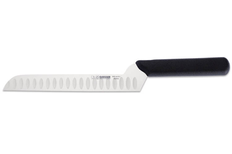 Couteau à fromage pro Giesser 20cm alvéolé manche coudé noir