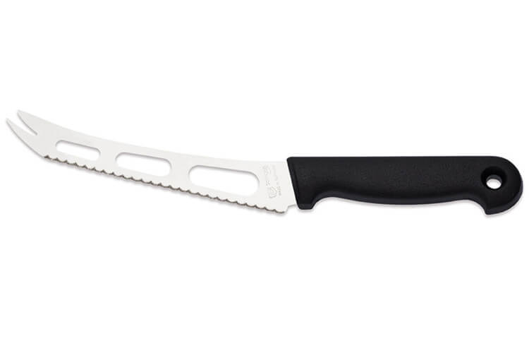 Couteau à fromage pro Giesser lame 15cm dentelée et ajourée à 2 dents