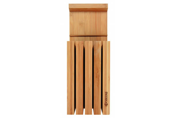 Bloc vide Kyocera ergonomique en bambou pour 4 couteaux