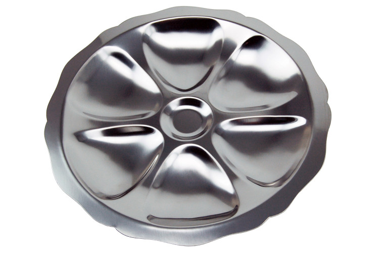 Assiette &agrave; hu&icirc;tres 6 empreintes en acier inoxydable