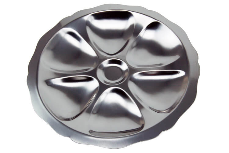 Assiette à huîtres 6 empreintes en acier inoxydable