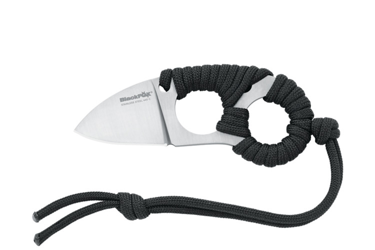 Couteau de cou Black FOX Micro BF.712 tout en acier manche en cordelette nylon avec &eacute;tui en Kydex