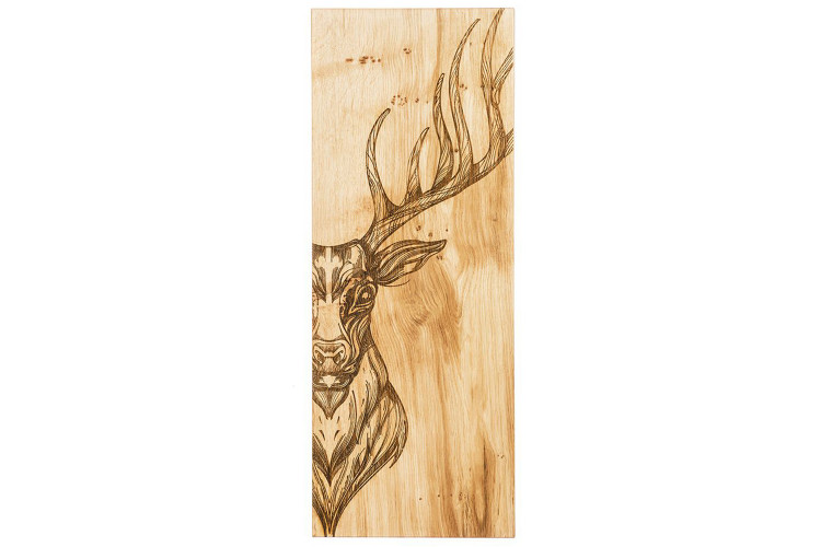 Planche de service en ch&ecirc;ne Selbrae House 60x25x2cm - Motif cerf