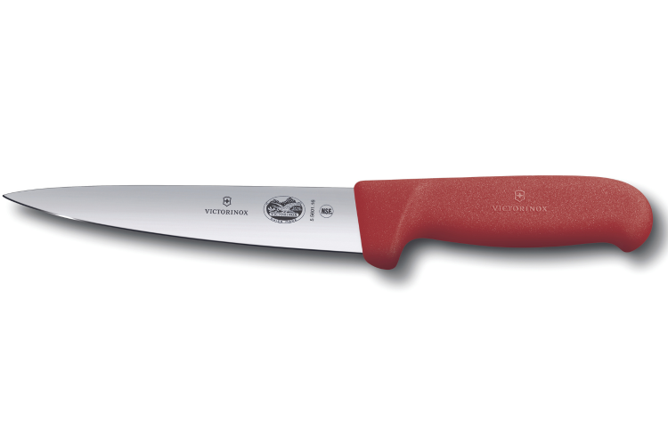 Couteau &agrave; d&eacute;sosser et &agrave; saigner Victorinox 5.5601.16 lame 16cm manche en fibrox rouge