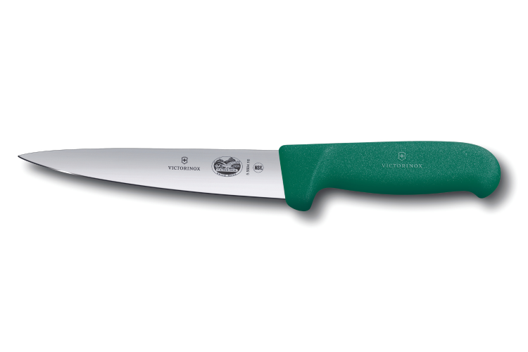 Couteau &agrave; d&eacute;sosser et &agrave; saigner Victorinox 5.5604.14 lame 14cm manche en fibrox vert