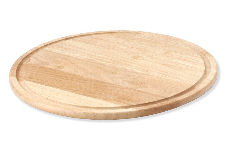 Planche &agrave; pizza Continenta 33cm avec rigole en bois d'h&eacute;v&eacute;a