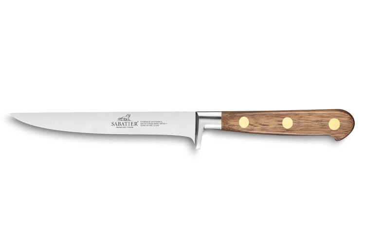 Couteau &agrave; d&eacute;sosser forg&eacute; Sabatier Perigord lame 13cm manche en noyer