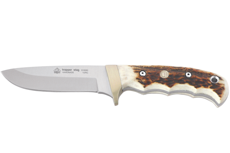Couteau Puma IP Trapper Stag 309410 lame 11cm manche bois de cerf + &eacute;tui en cuir