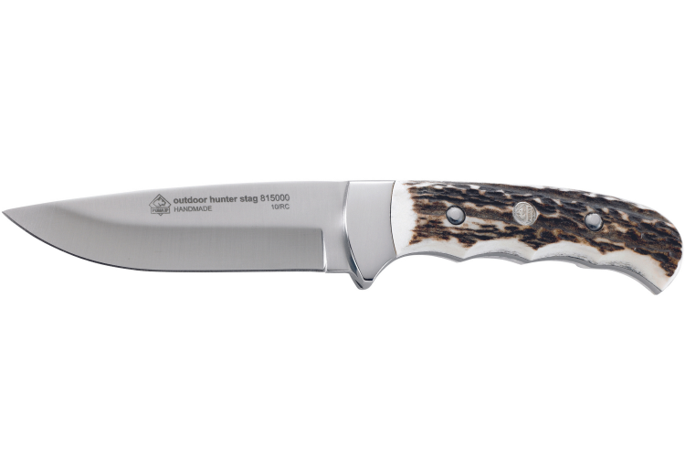 Couteau Puma IP Outdoor Hunter Stag 331811 lame 10,6cm manche bois de cerf + &eacute;tui cuir